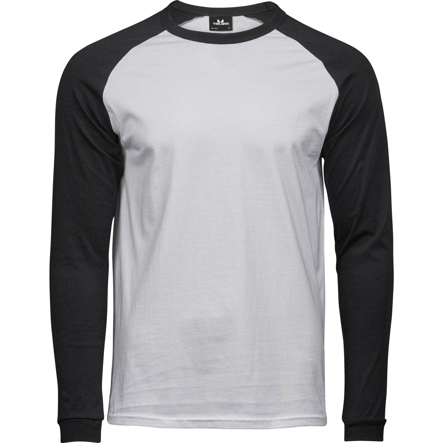 White-Black - Front - Tee Jays Mens Long-Sleeved Baseball T-Shirt