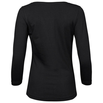 Black - Back - Tee Jays Womens-Ladies Stretch 3-4 Sleeve T-Shirt