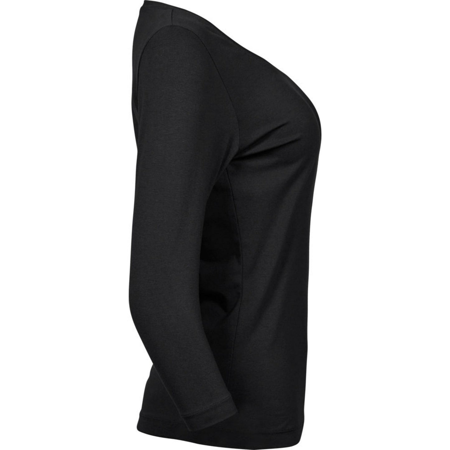Black - Side - Tee Jays Womens-Ladies Stretch 3-4 Sleeve T-Shirt