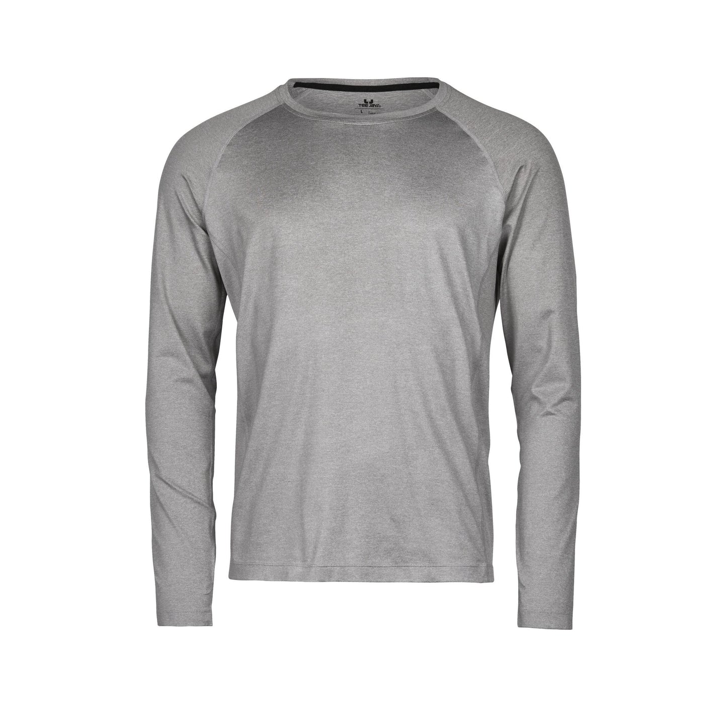 Grey Melange - Front - Tee Jays Mens CoolDry Long-Sleeved Crop T-Shirt