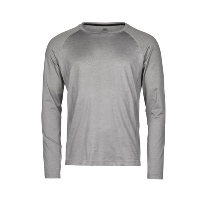 Grey Melange - Front - Tee Jays Mens CoolDry Long-Sleeved Crop T-Shirt