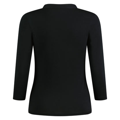 Black - Back - Kustom Kit Womens-Ladies Mandarin Collar Regular Top
