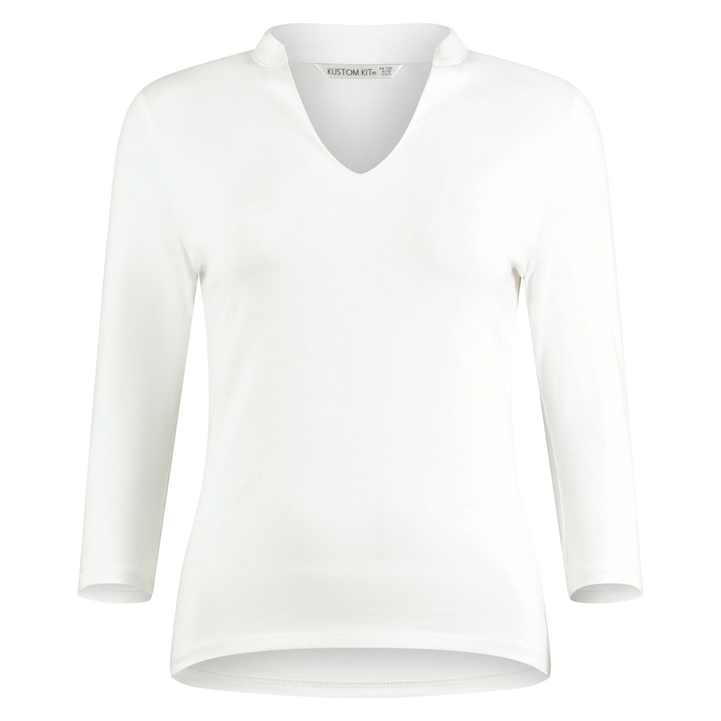 White - Front - Kustom Kit Womens-Ladies Mandarin Collar Regular Top