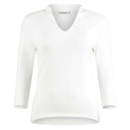 White - Front - Kustom Kit Womens-Ladies Mandarin Collar Regular Top