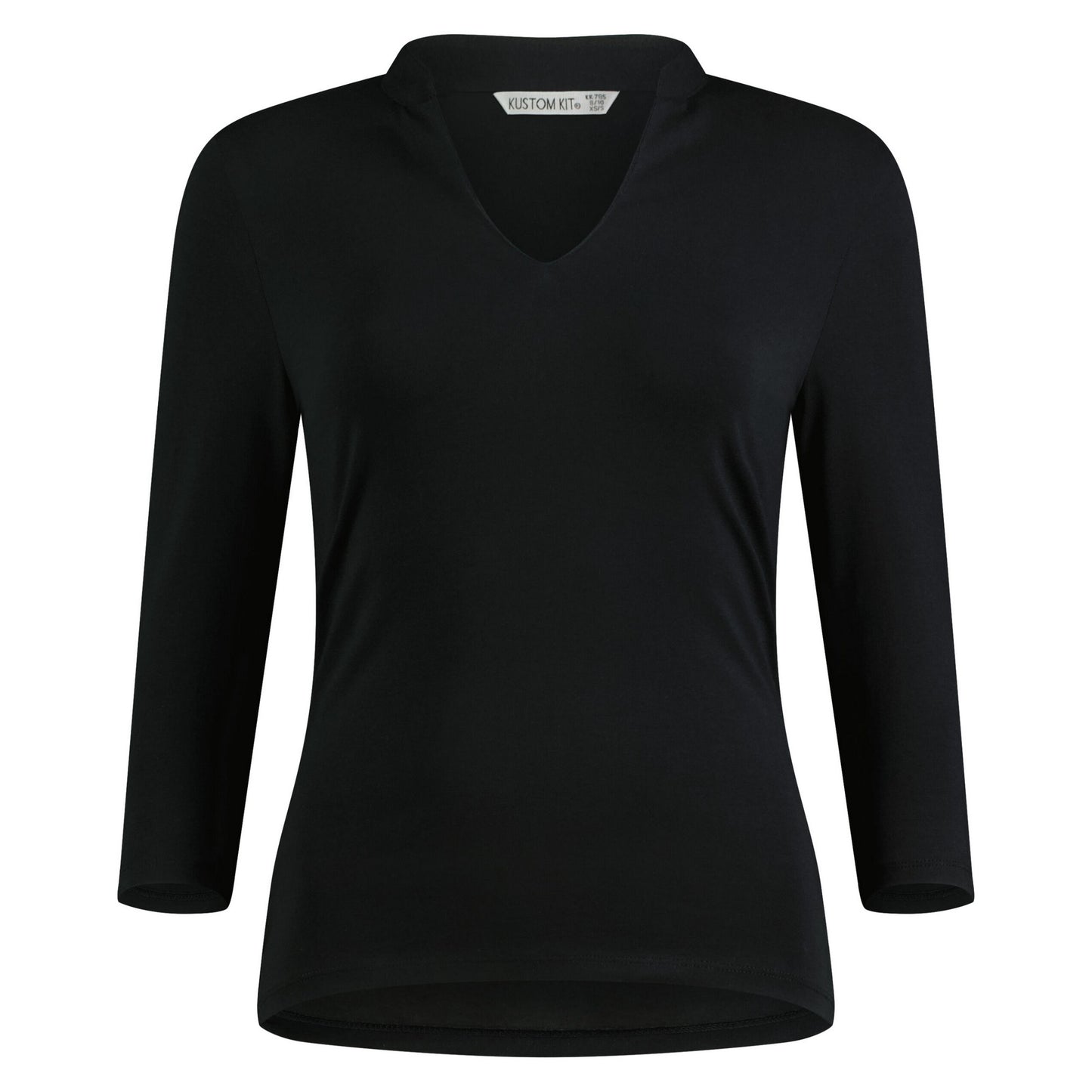 Black - Front - Kustom Kit Womens-Ladies Mandarin Collar Regular Top