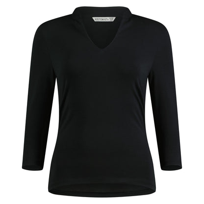 Black - Front - Kustom Kit Womens-Ladies Mandarin Collar Regular Top