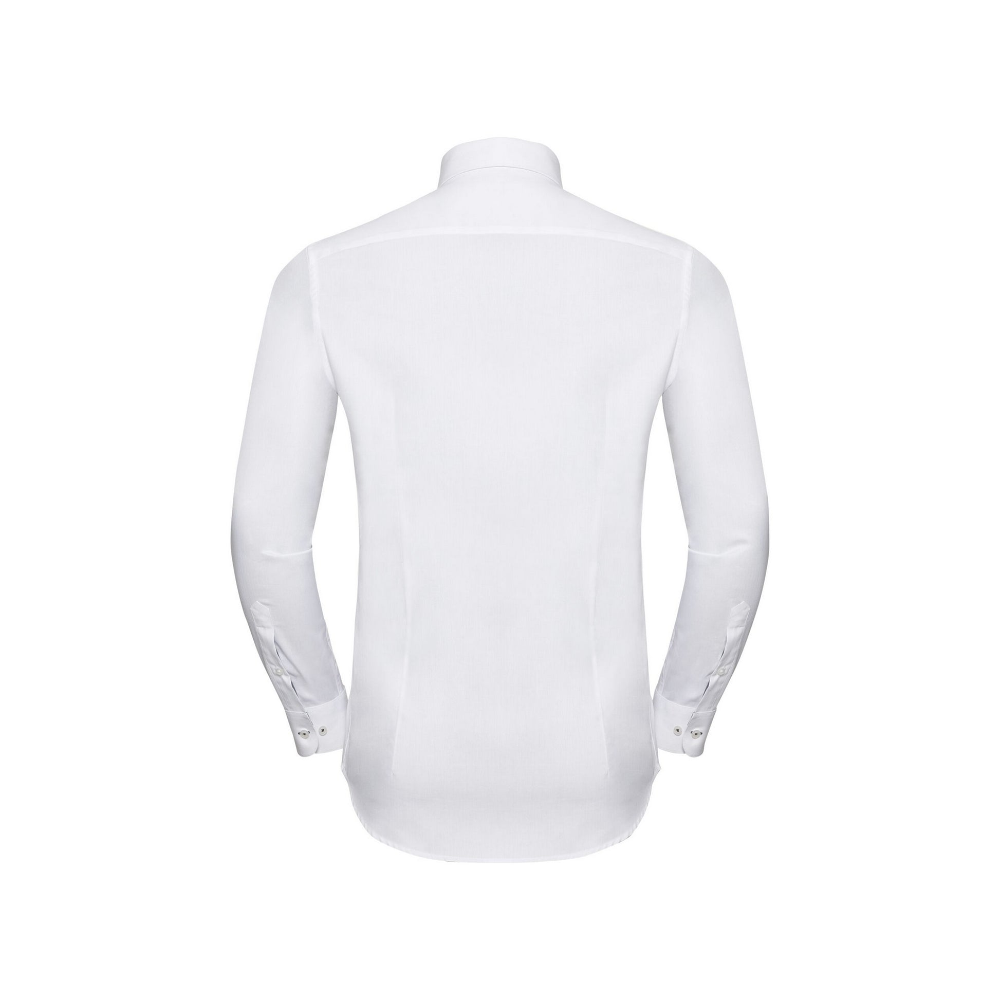 White-Silver-Convoy Grey - Back - Russell Collection Mens Herringbone Tailored Long-Sleeved Formal Shirt