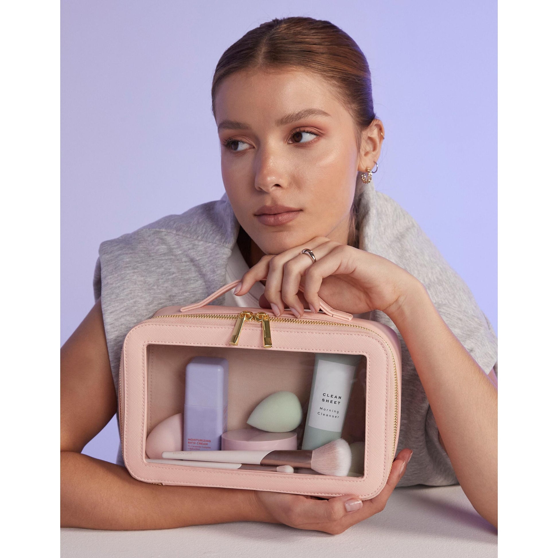 Soft Pink - Front - Bagbase Boutique Clear Window Travel Pack