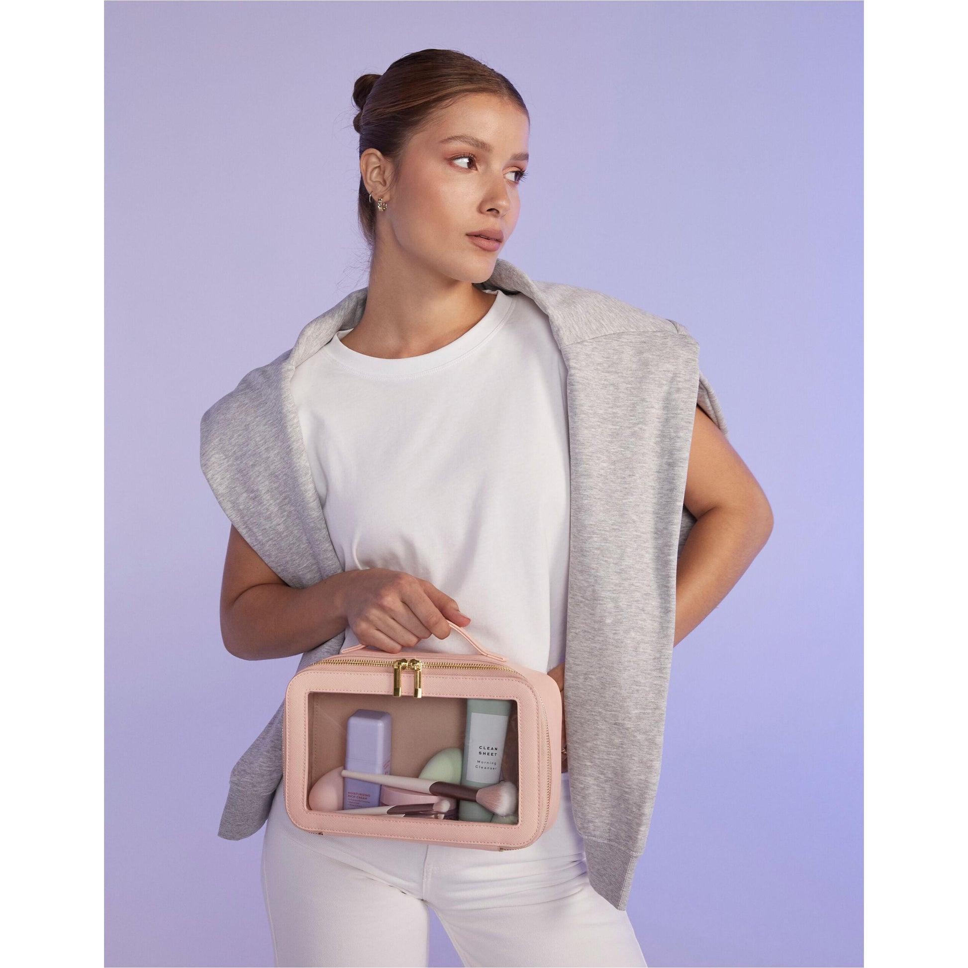 Soft Pink - Pack Shot - Bagbase Boutique Clear Window Travel Pack