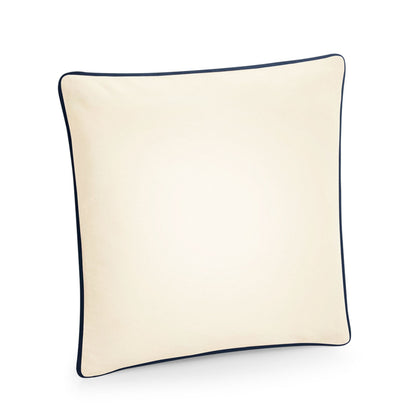 Natural-French Navy - Back - Westford Mill Fairtrade Cotton Piped Cushion Cover