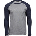 Grey-Navy - Front - Tee Jay Mens Heather Baseball T-Shirt