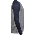 Grey-Navy - Side - Tee Jay Mens Heather Baseball T-Shirt