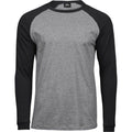 Heather Grey-Black - Front - Tee Jay Mens Heather Baseball T-Shirt