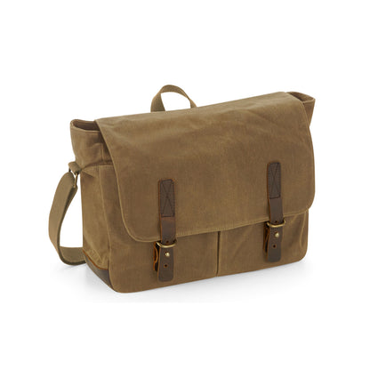 Desert Sand - Front - Quadra Heritage Leather Accents Messenger Bag