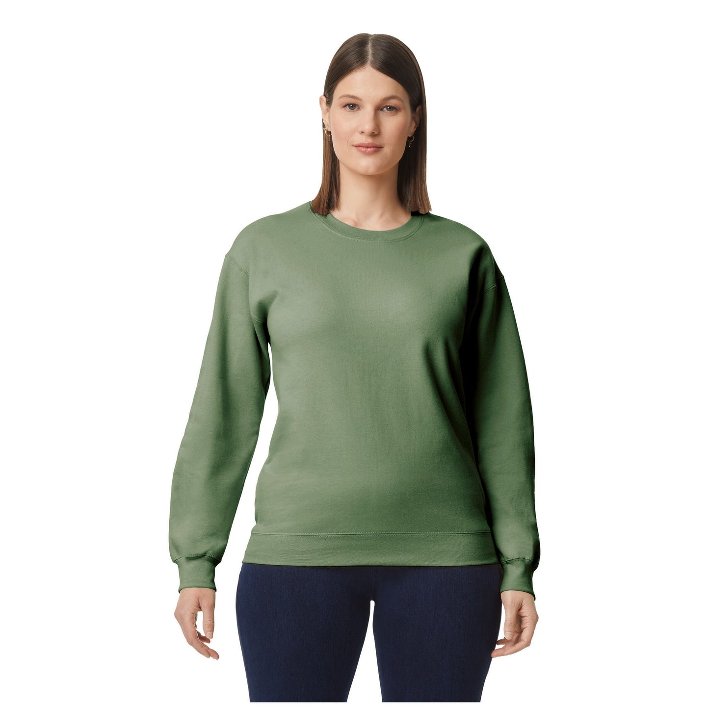 Military Green - Front - Gildan Unisex Adult Softstyle Fleece Midweight Pullover