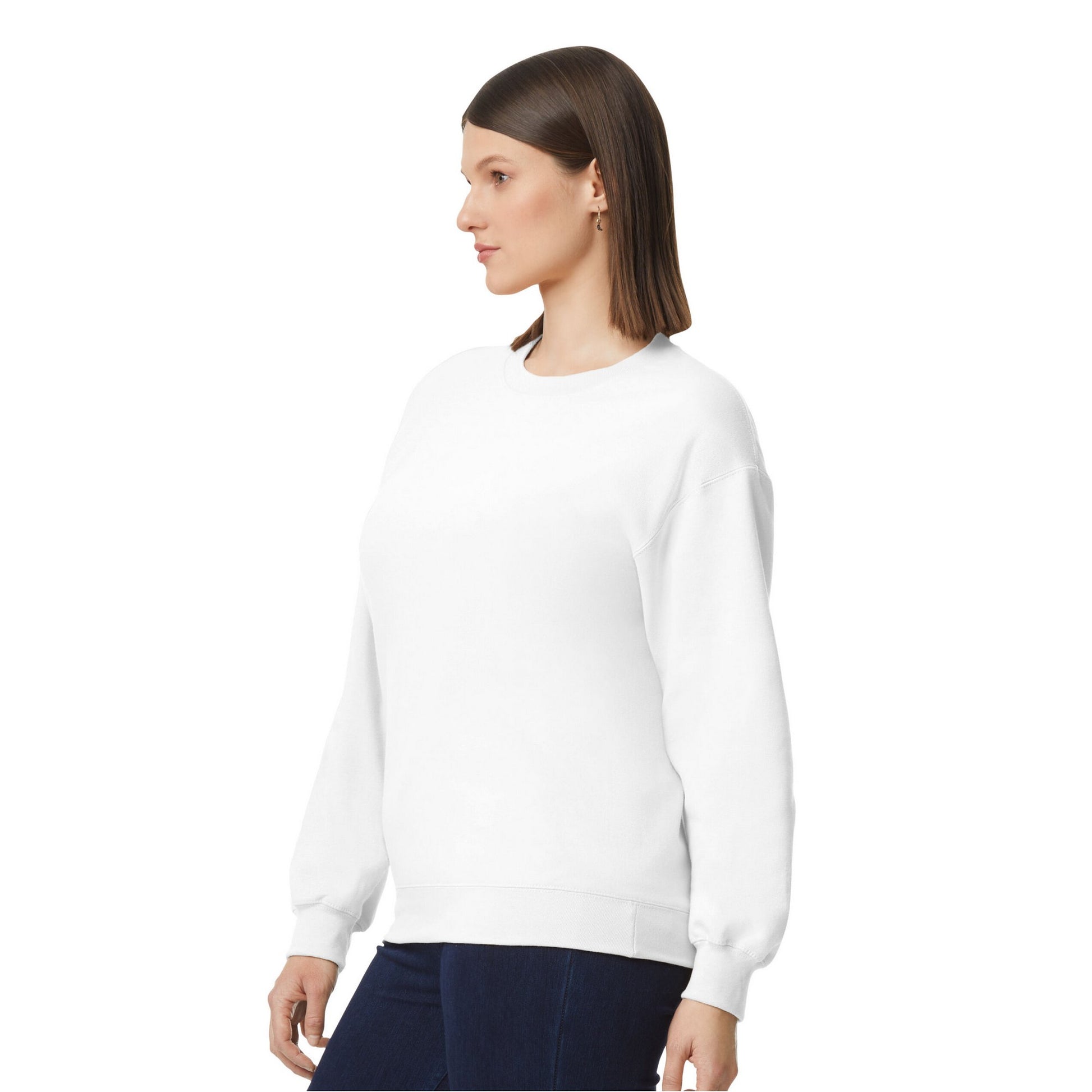 White - Side - Gildan Unisex Adult Softstyle Plain Midweight Fleece Top