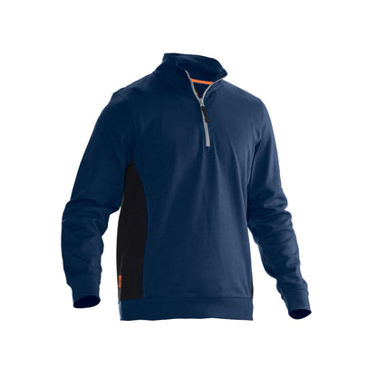 Navy-Black - Front - Jobman Mens Half Zip Sweatshirt