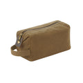 Desert Sand - Front - Quadra Heritage Washed Leather Accents Toiletry Bag