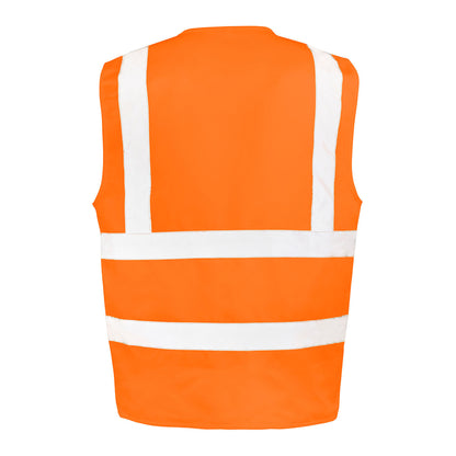 Fluorescent Orange - Back - WORK-GUARD by Result Unisex Adult Polycotton Heavy Duty Safety Hi-Vis Vest