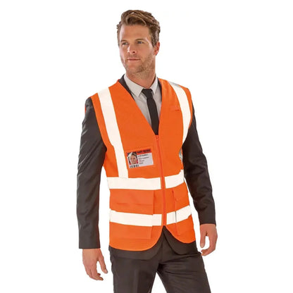 Fluorescent Orange - Side - WORK-GUARD by Result Unisex Adult Polycotton Heavy Duty Safety Hi-Vis Vest
