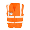 Fluorescent Orange - Front - WORK-GUARD by Result Unisex Adult Polycotton Heavy Duty Safety Hi-Vis Vest