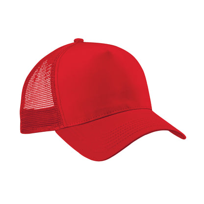 Classic Red-Classic Red - Front - Beechfield Unisex Adult Snapback Trucker Cap
