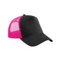 Black-Fuchsia - Front - Beechfield Unisex Adult Snapback Trucker Cap