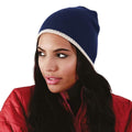 French Navy-Stone - Back - Beechfield Unisex Adult Two Tone Knitted Beanie