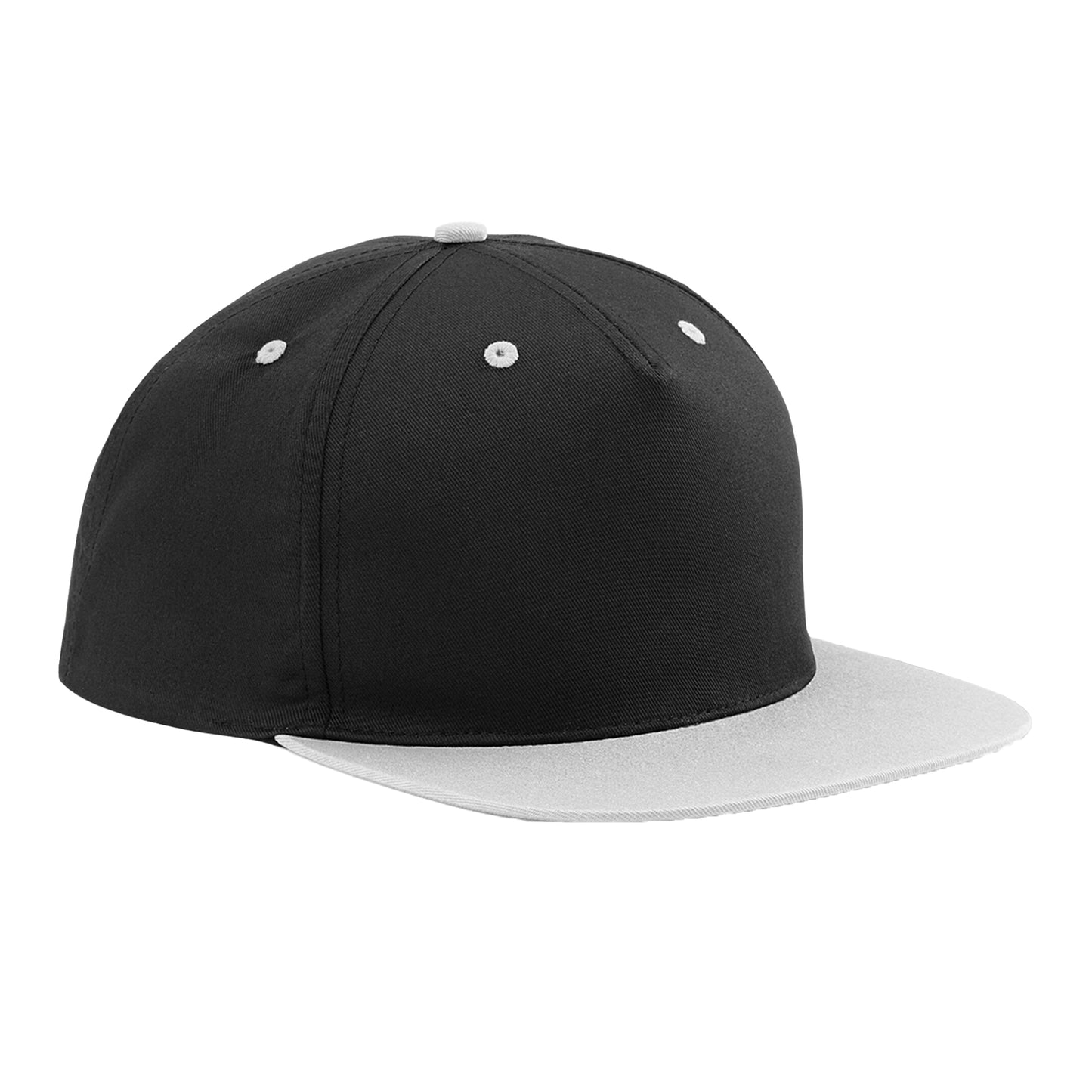 Black-Grey - Front - Beechfield Unisex Adult Contrast 5 Panel Snapback Cap
