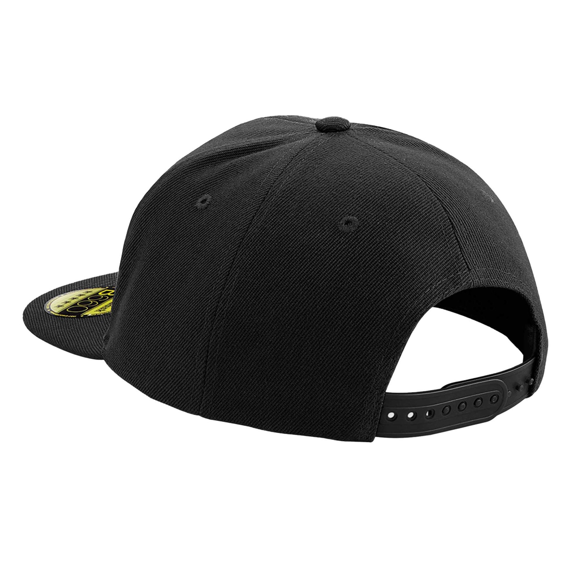 Black-Black-Black - Back - Beechfield Unisex Adult Original Flat Peak Snapback Cap