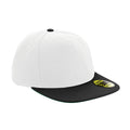 White-Black - Front - Beechfield Unisex Adult Original Flat Peak Snapback Cap