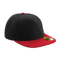 Black-Classic Red - Front - Beechfield Unisex Adult Original Flat Peak Snapback Cap