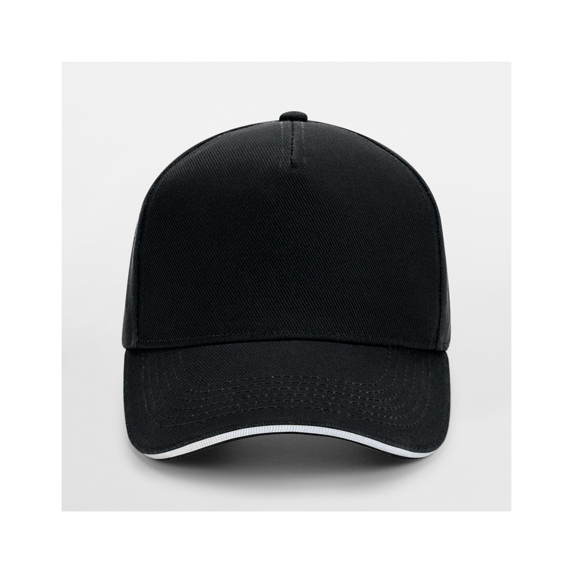Black-White - Side - Beechfield Unisex Adult Ultimate Sandwich Peak Cap