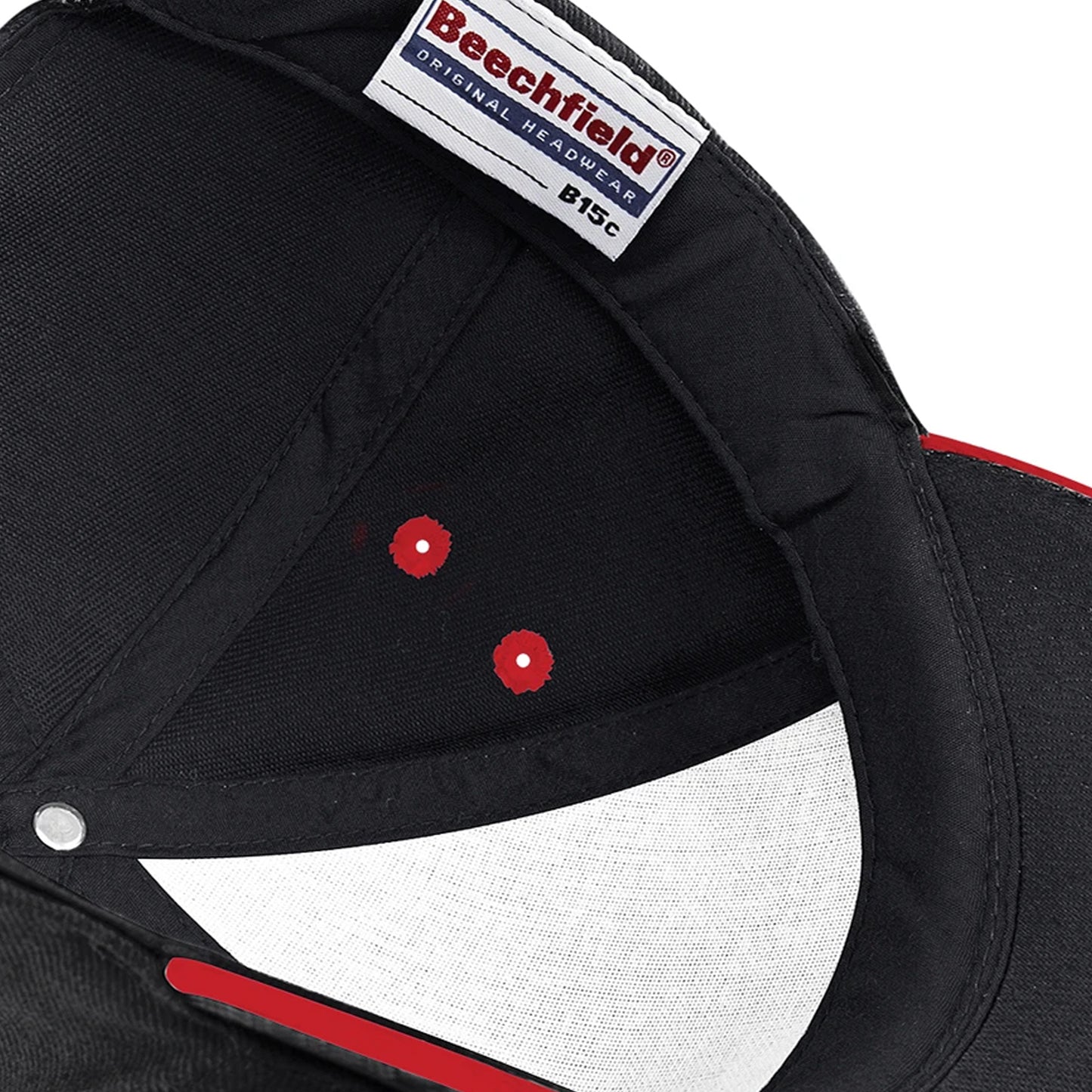 Black-Classic Red - Lifestyle - Beechfield Unisex Adult Ultimate Sandwich Peak Cap
