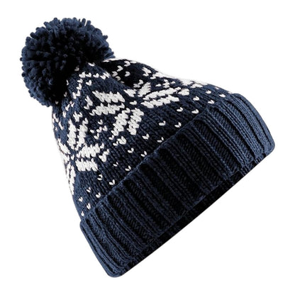 French Navy-White - Back - Beechfield Unisex Adult Snowstar Fair Isle Beanie