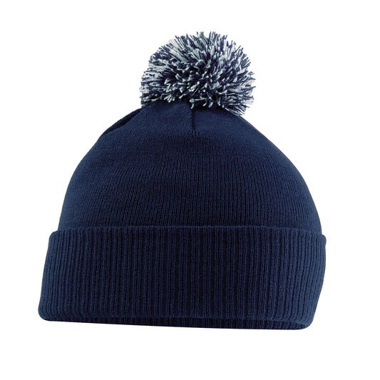 French Navy-Light Grey - Front - Beechfield Childrens-Kids Snowstar Beanie