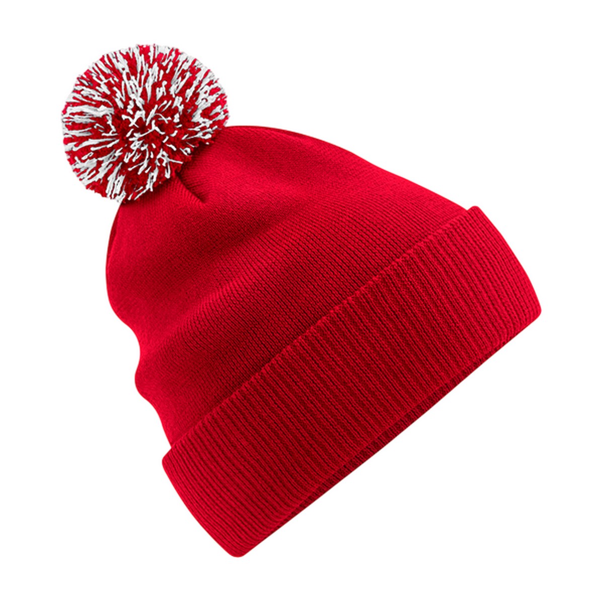 Bright Red-Off White - Back - Beechfield Childrens-Kids Snowstar Beanie