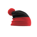 Black-Bright Red - Back - Beechfield Unisex Adult Snowstar Two Tone Beanie