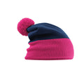 French Navy-Fuchsia - Front - Beechfield Unisex Adult Snowstar Two Tone Beanie