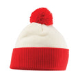 Off White-Bright Red - Front - Beechfield Unisex Adult Snowstar Two Tone Beanie