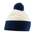 Off White-French Navy - Front - Beechfield Unisex Adult Snowstar Two Tone Beanie