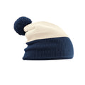 Off White-French Navy - Back - Beechfield Unisex Adult Snowstar Two Tone Beanie