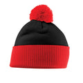 Black-Bright Red - Front - Beechfield Unisex Adult Snowstar Two Tone Beanie