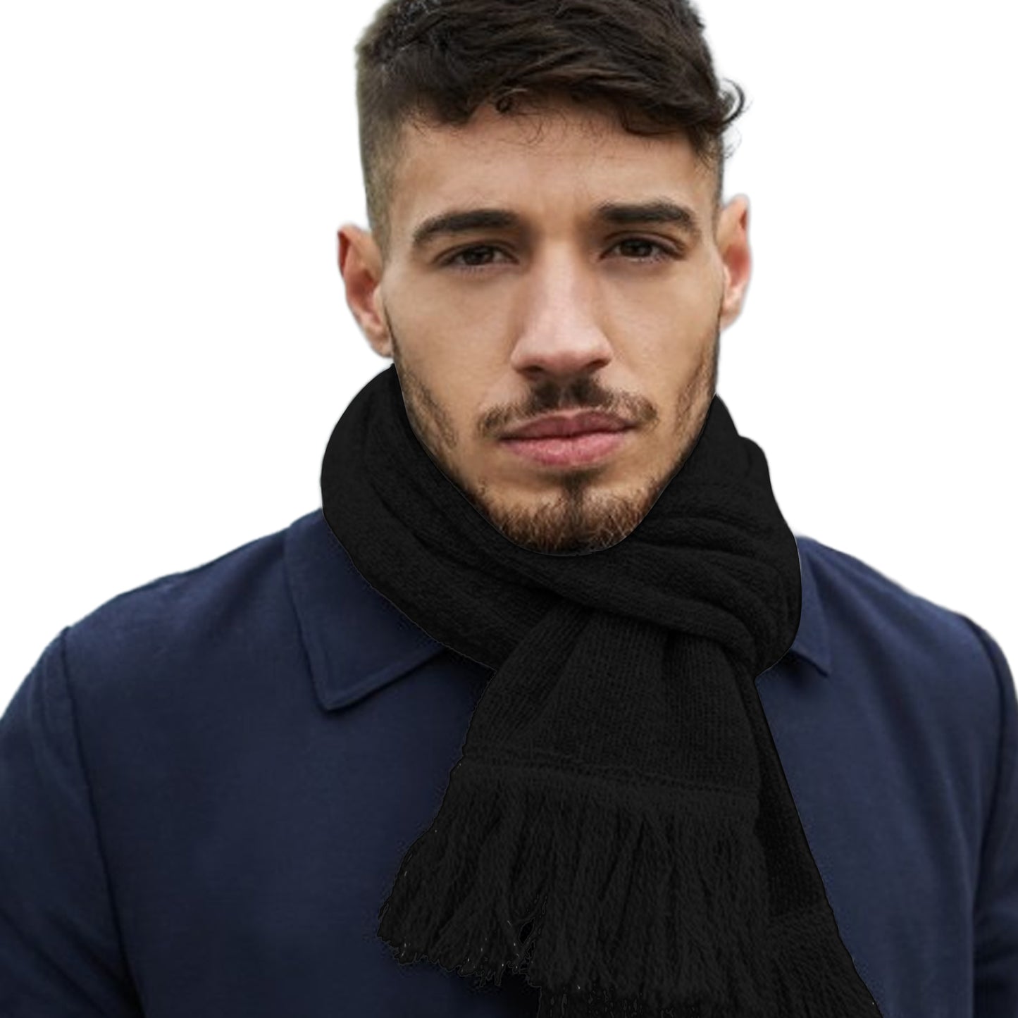 Black - Back - Beechfield Unisex Adult Classic Knitted Winter Scarf