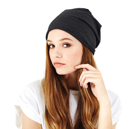 Black - Back - Beechfield Unisex Adult Jersey Beanie