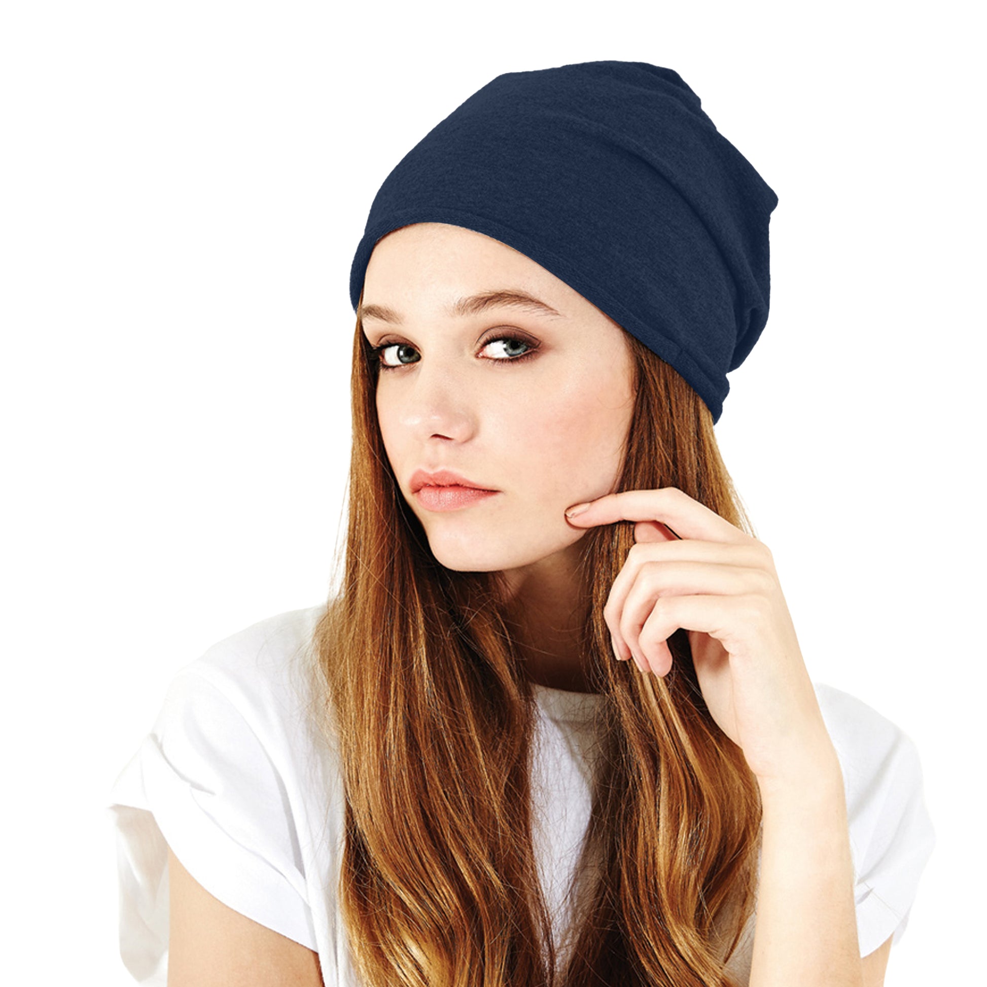 Navy Blue - Back - Beechfield Unisex Adult Jersey Beanie