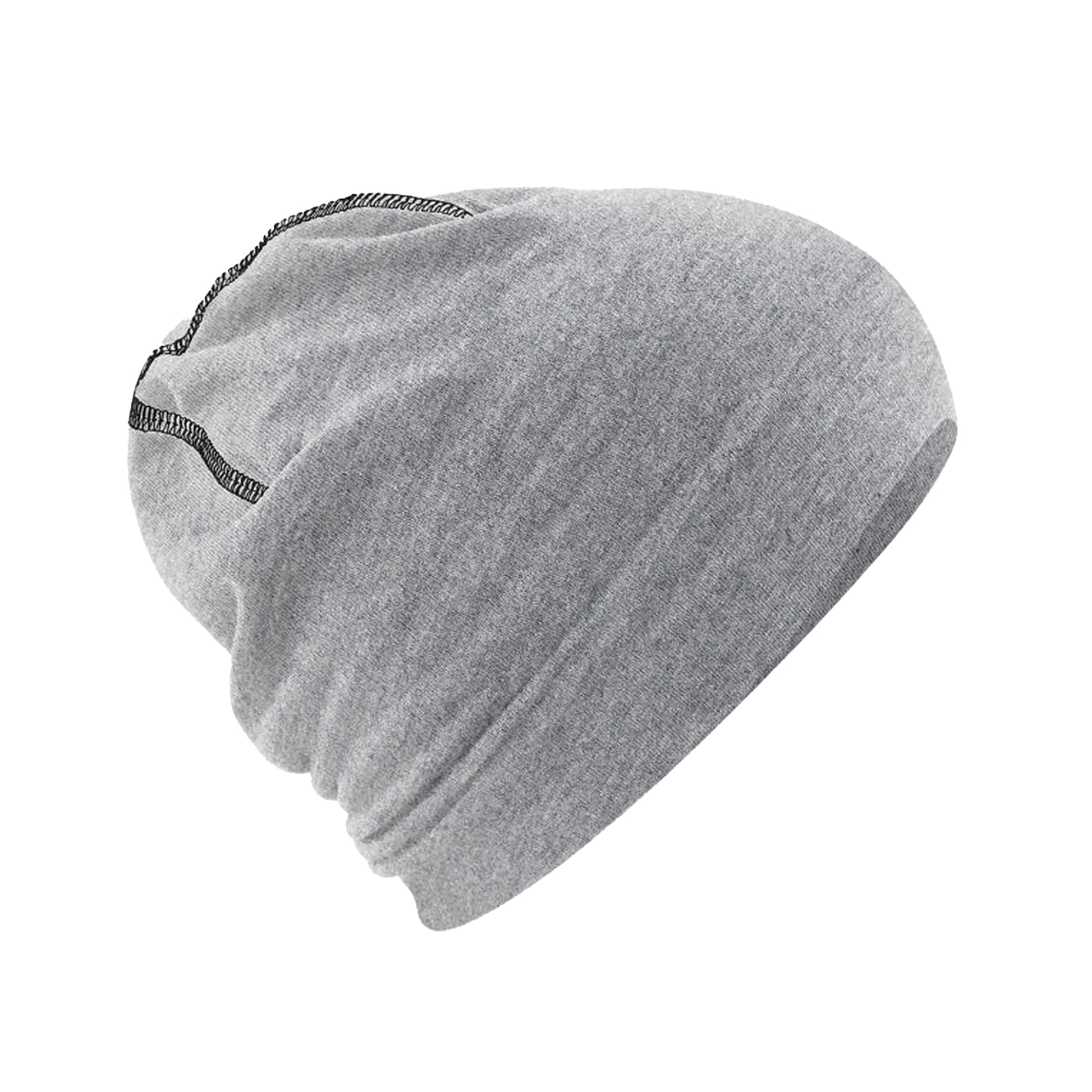 Heather Grey-Black - Back - Beechfield Unisex Adult Hemsedal Cotton Beanie