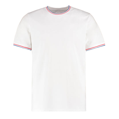 White-Red-Royal Blue - Front - Kustom Kit Mens Tipped Fashion T-Shirt