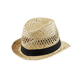Natural - Back - Beechfield Unisex Adult Straw Summer Trilby