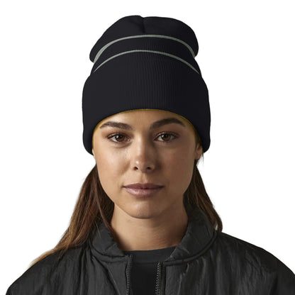 Black - Back - Beechfield Unisex Adult Knitted High-Vis Beanie